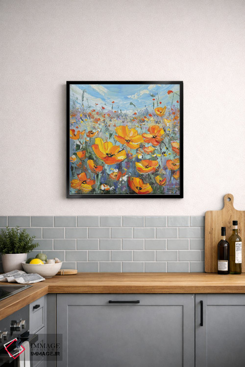 تابلو دکوراتیو منظره شقایق اثر لیزا الی - D5B