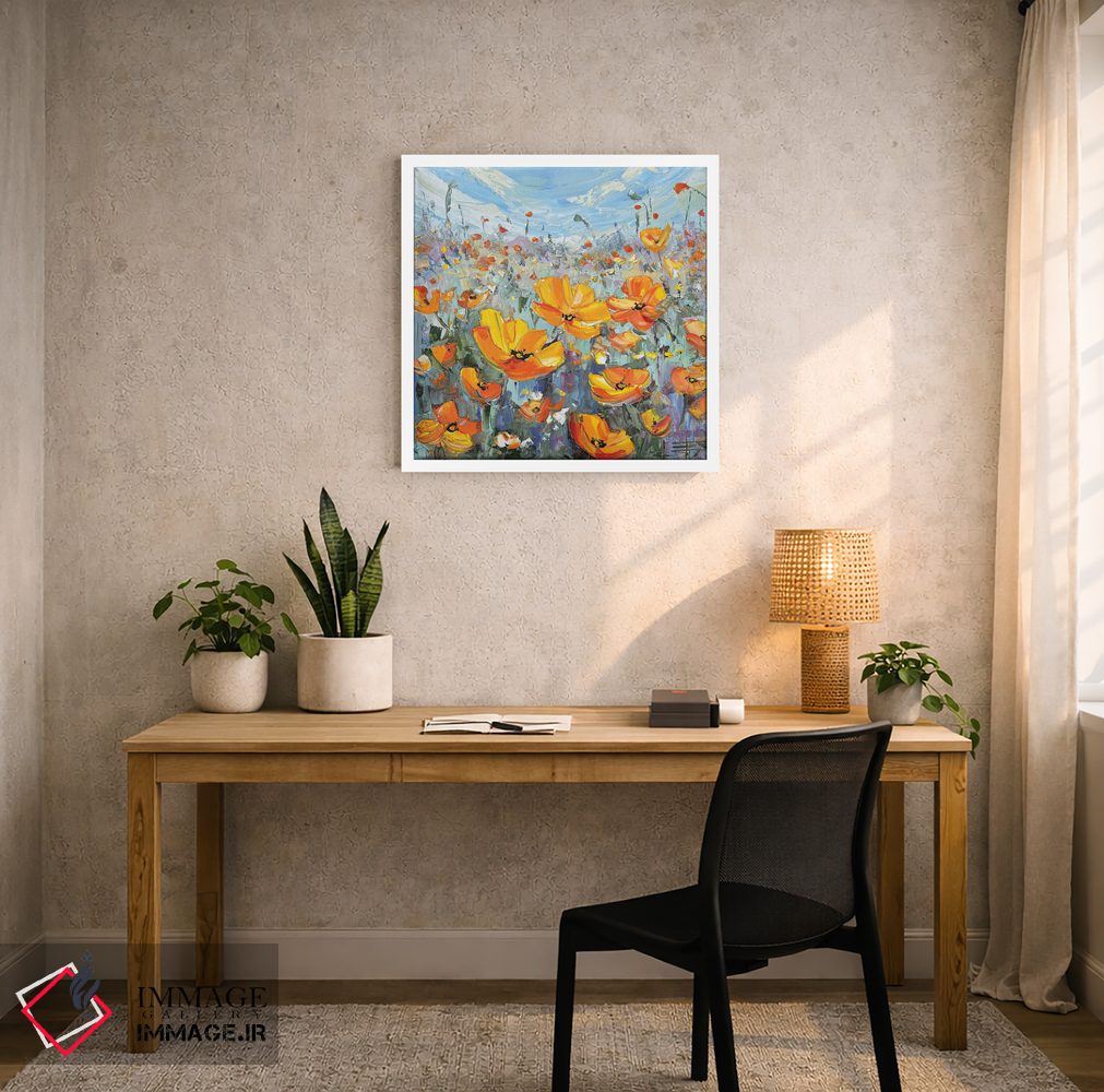 تابلو دکوراتیو منظره شقایق اثر لیزا الی - D6W