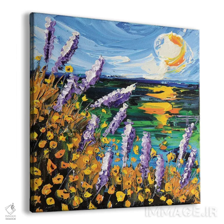 تابلو دکوراتیو گل لوپین خلیج مونتری اثر لیزا الی - نمای پرسپکتیو محصول