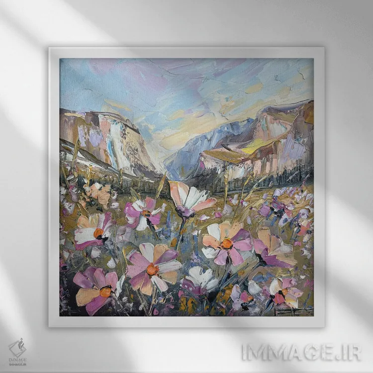 تابلو دکوراتیو شکوفه های یوسیمیتی اثر لیزا الی - نمای قابدار سفید