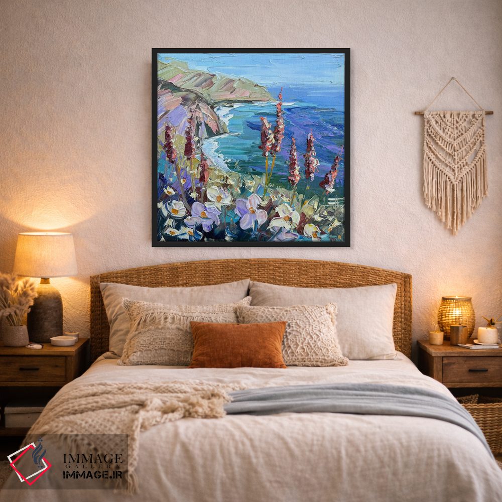 تابلو دکوراتیو رنگ های اسطوخودوسی ساحل اثر لیزا الی - D4B