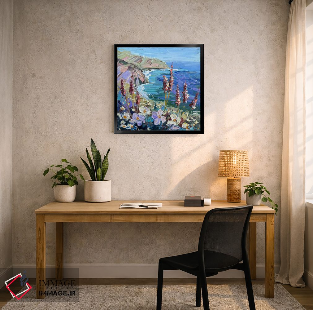 تابلو دکوراتیو رنگ های اسطوخودوسی ساحل اثر لیزا الی - D6B