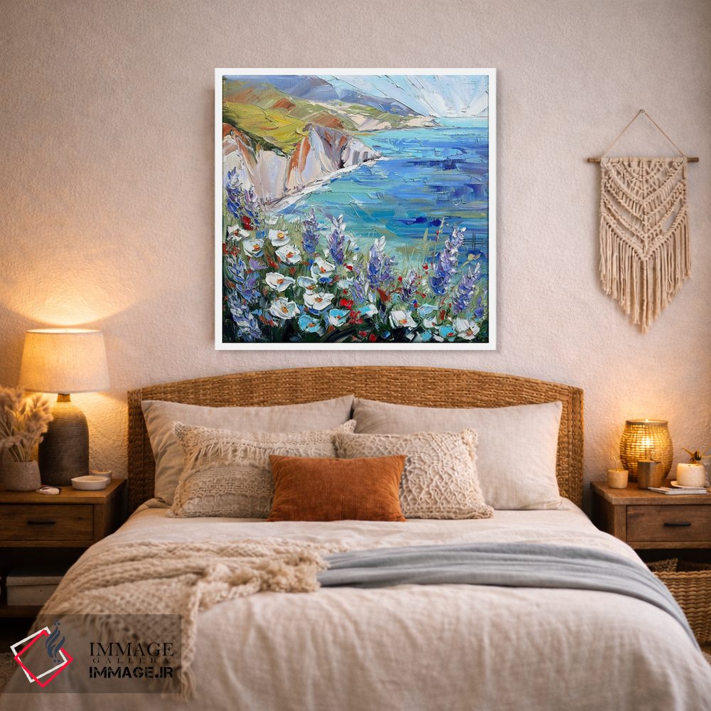 تابلو دکوراتیو شکوفه آبی ساحلی اثر لیزا الی - D2W