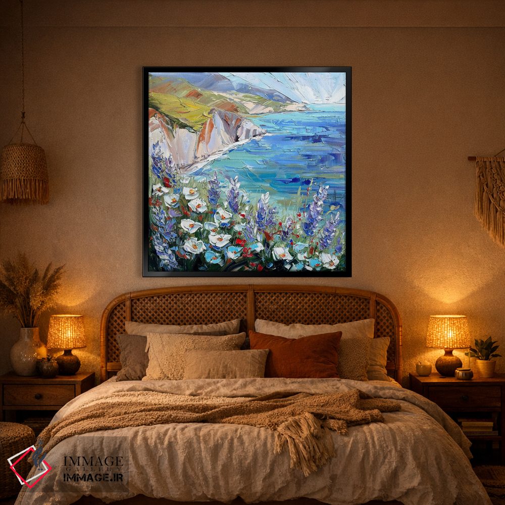 تابلو دکوراتیو شکوفه آبی ساحلی اثر لیزا الی - D1B