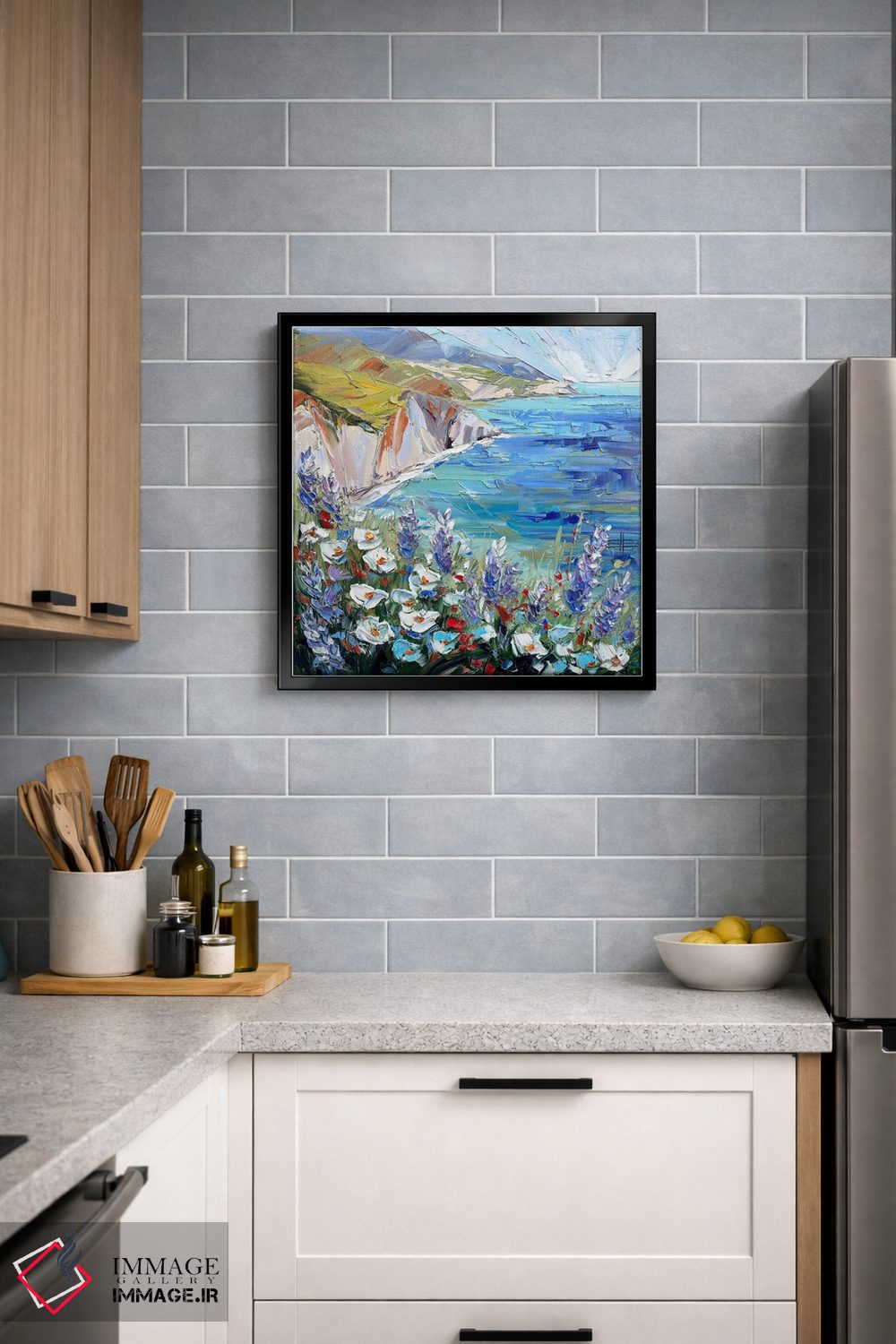 تابلو دکوراتیو شکوفه آبی ساحلی اثر لیزا الی - D4B