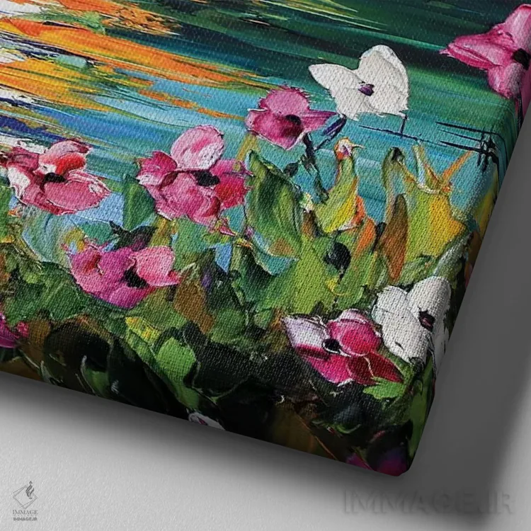 تابلو دکوراتیو افسون مونتری اثر لیزا الی - نمای نزدیک بافت بوم