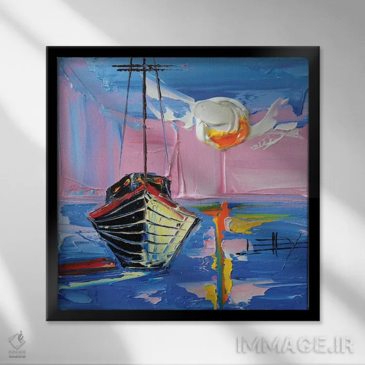 تابلو دکوراتیو غروب مونتری اثر لیزا الی - نمای قابدار مشکی