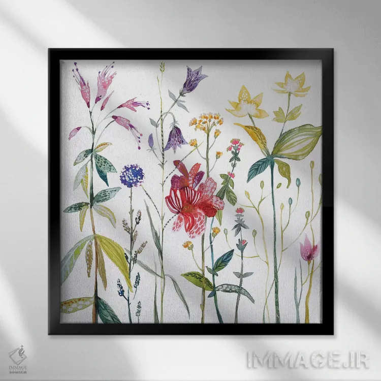 تابلو دکوراتیو چمنزارها ۱ اثر لسیا بینکین - نمای قابدار مشکی