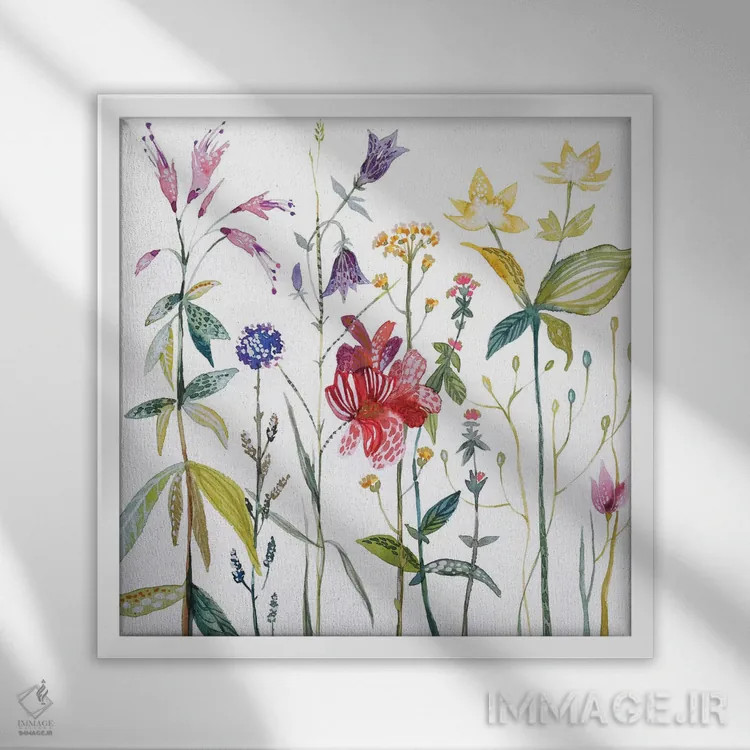 تابلو دکوراتیو چمنزارها ۱ اثر لسیا بینکین - نمای قابدار سفید