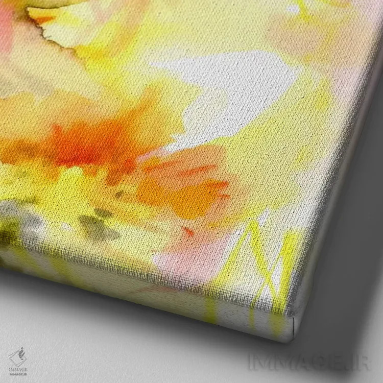 تابلو انتزاعی آفتابی I اثر لسیا بینکین - نمای نزدیک بافت بوم