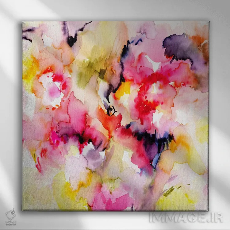 تابلو انتزاعی آفتابی II اثر لسیا بینکین - نمای روبهرو روی دیوار