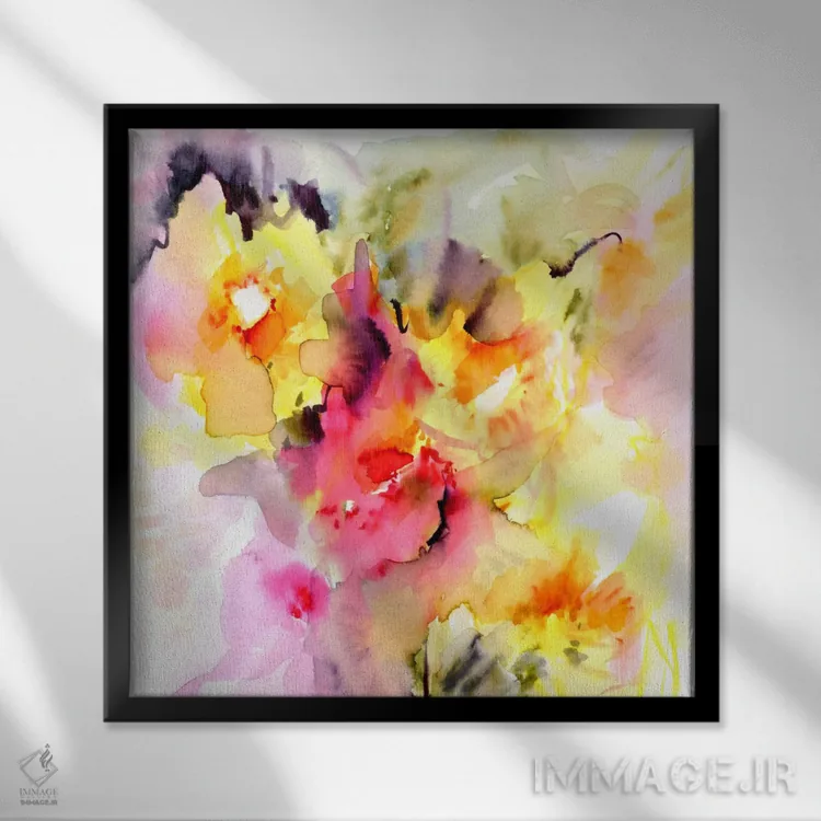 تابلو انتزاعی آفتابی I اثر لسیا بینکین - نمای قابدار مشکی