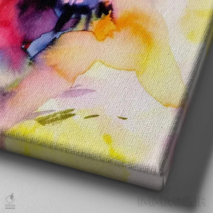 تابلو انتزاعی آفتابی II اثر لسیا بینکین - نمای نزدیک بافت بوم