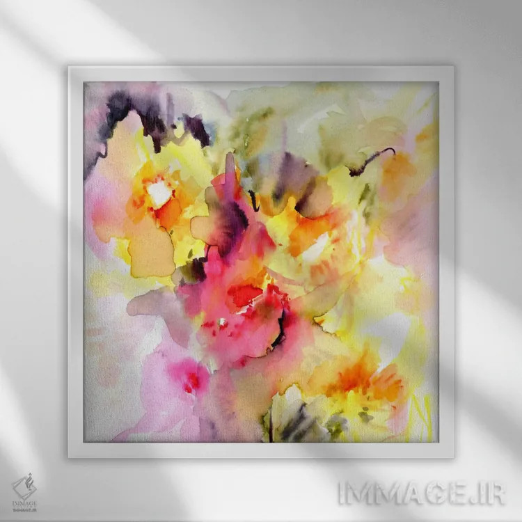 تابلو انتزاعی آفتابی I اثر لسیا بینکین - نمای قابدار سفید