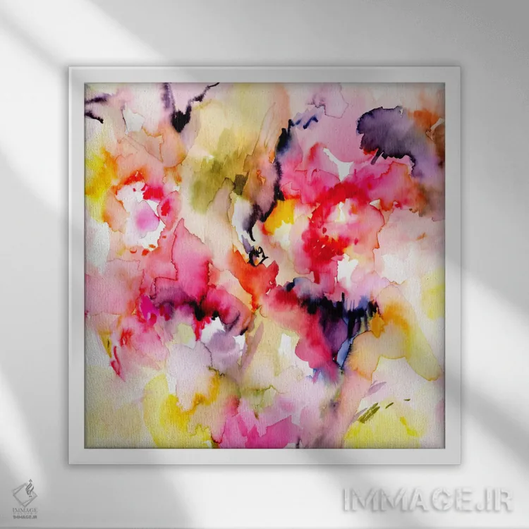 تابلو انتزاعی آفتابی II اثر لسیا بینکین - نمای قابدار سفید