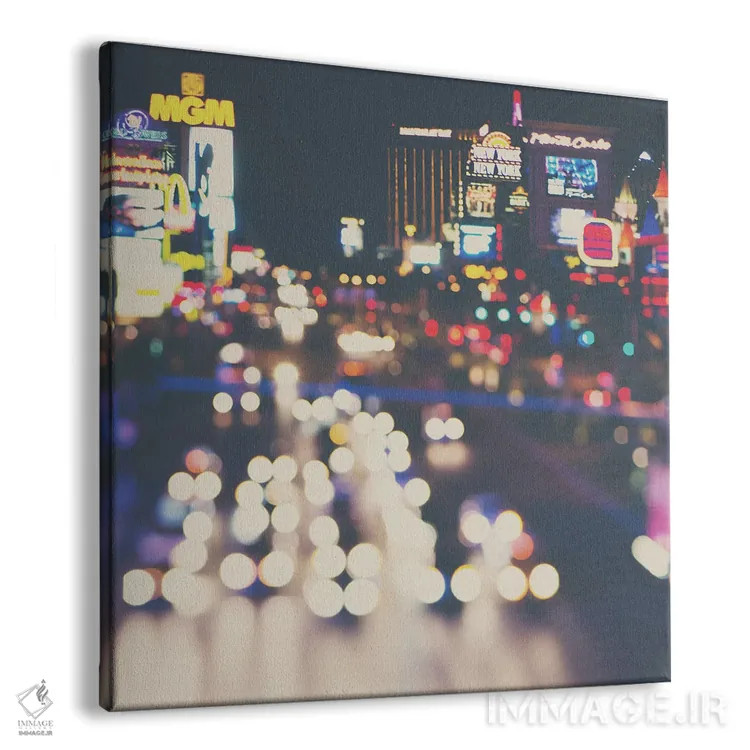 تابلو دکوراتیو شهر نئونی اثر لورا ایوانز - نمای پرسپکتیو محصول