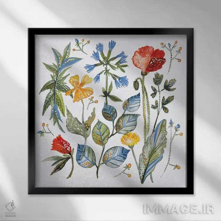 تابلو دکوراتیو چمنزارها ۲ اثر لسیا بینکین - نمای قابدار مشکی