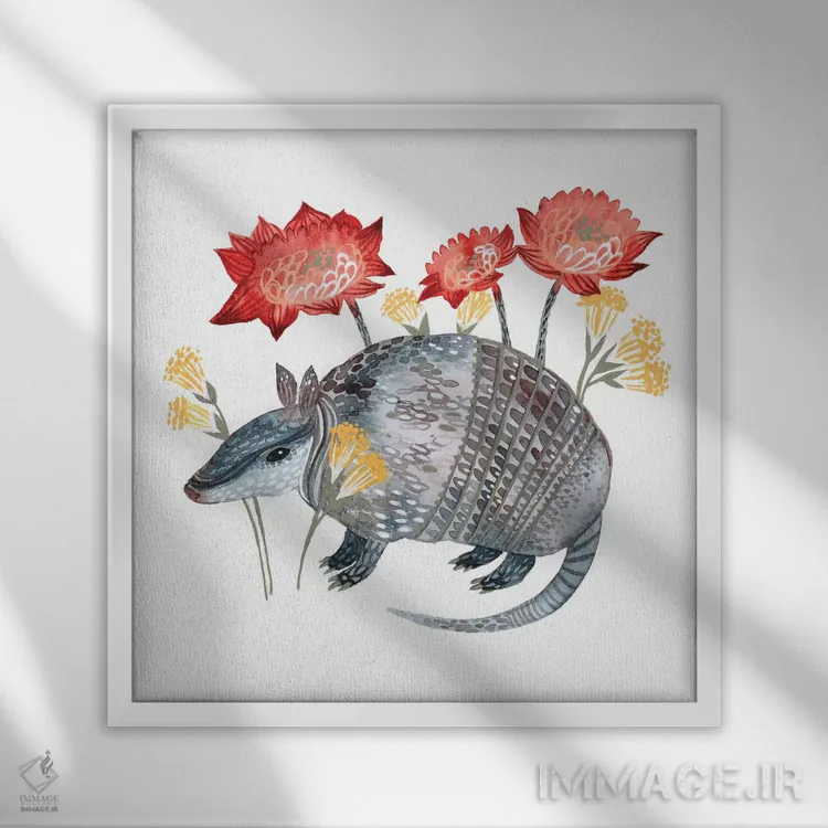 تابلو دکوراتیو آرما armadillo armadillo لنا اثر لسیا بینکین - نمای قابدار سفید
