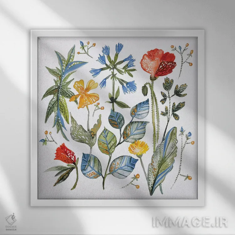 تابلو دکوراتیو چمنزارها ۲ اثر لسیا بینکین - نمای قابدار سفید