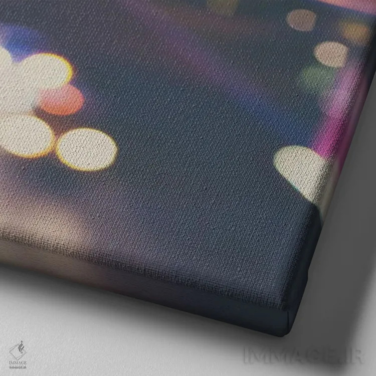 تابلو دکوراتیو شهر نئونی اثر لورا ایوانز - نمای نزدیک بافت بوم