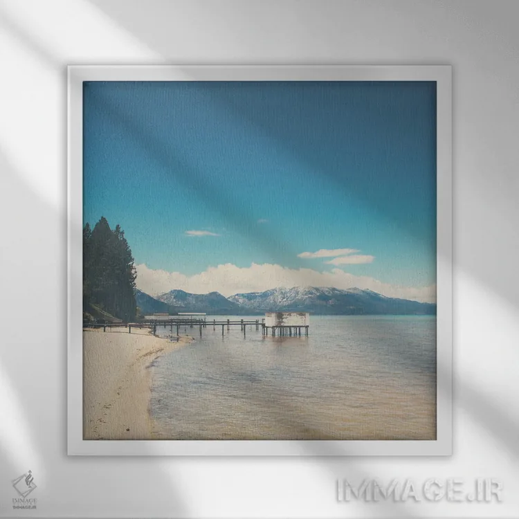 تابلو دکوراتیو دریاچه تاهو II اثر لورا ایوانز - نمای قابدار سفید