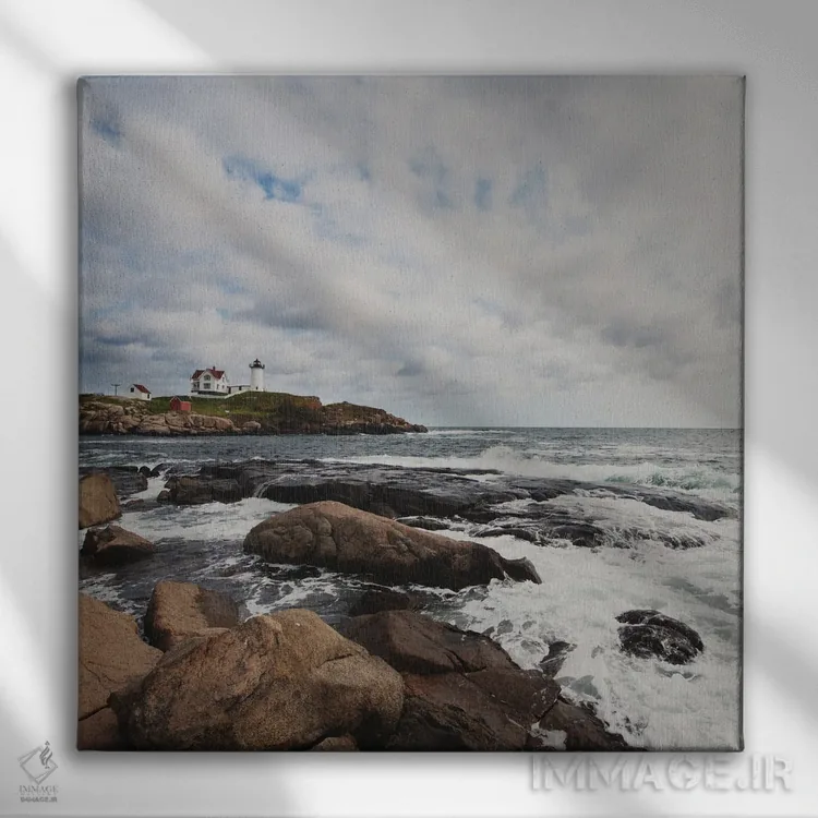 تابلو دکوراتیو Maine,فانوس دریایی نابل، مین اثر لورا ایوانز - نمای روبهرو روی دیوار