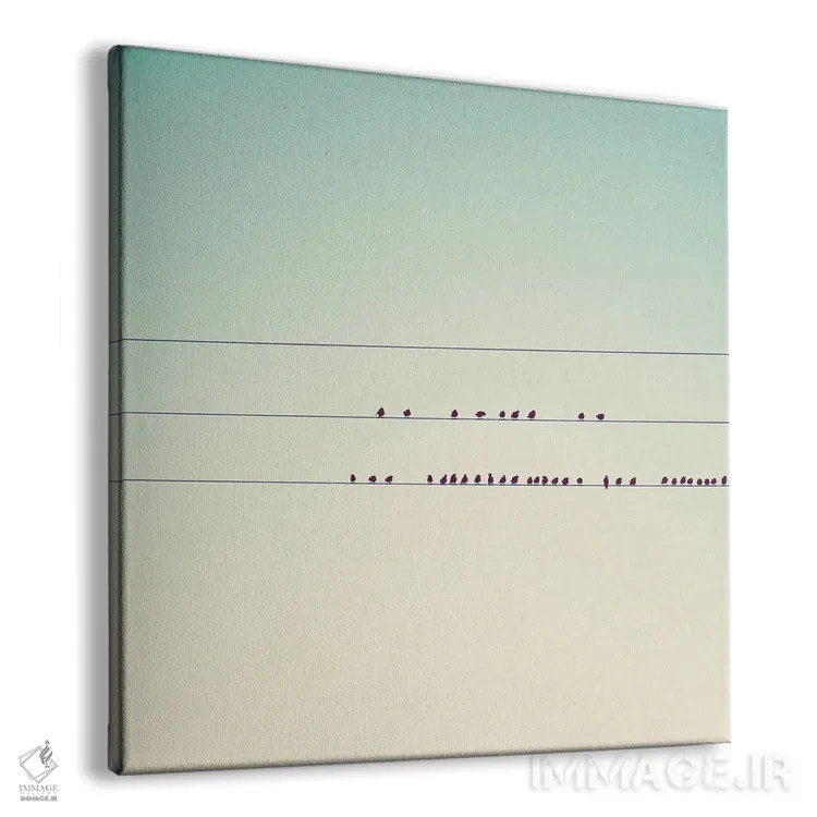 تابلو مدرن سی و هفت پرنده کوچک نشسته در یک صف اثر لورا ایوانز - نمای پرسپکتیو محصول