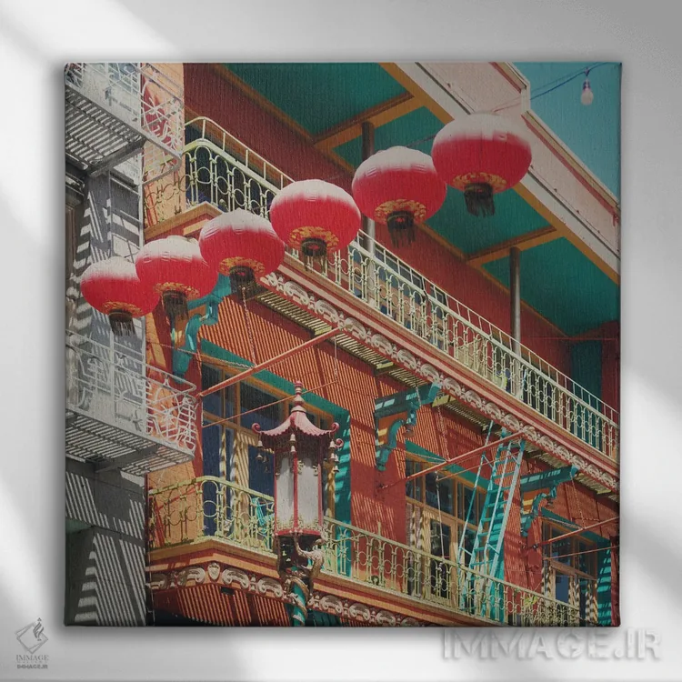 تابلو دکوراتیو Chinatown,سان فرانسیسکو، چایناتاون اثر لورا ایوانز - نمای روبهرو روی دیوار