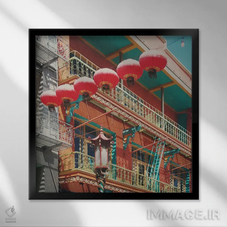 تابلو دکوراتیو Chinatown,سان فرانسیسکو، چایناتاون اثر لورا ایوانز - نمای قابدار مشکی