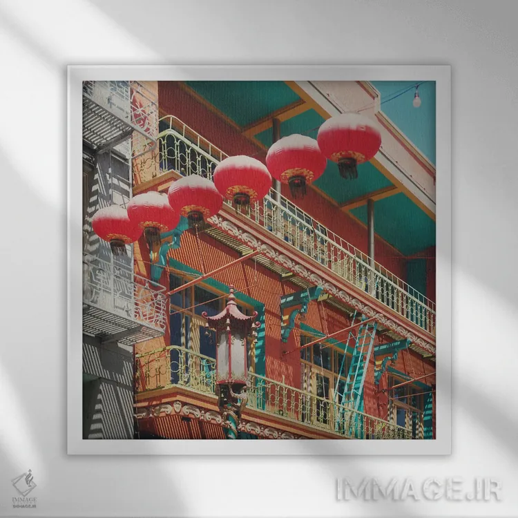 تابلو دکوراتیو Chinatown,سان فرانسیسکو، چایناتاون اثر لورا ایوانز - نمای قابدار سفید