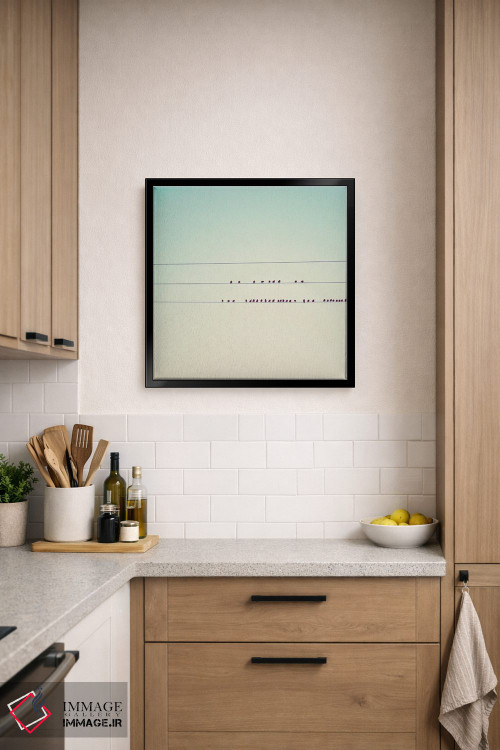 تابلو مدرن سی و هفت پرنده کوچک نشسته در یک صف اثر لورا ایوانز - D6B