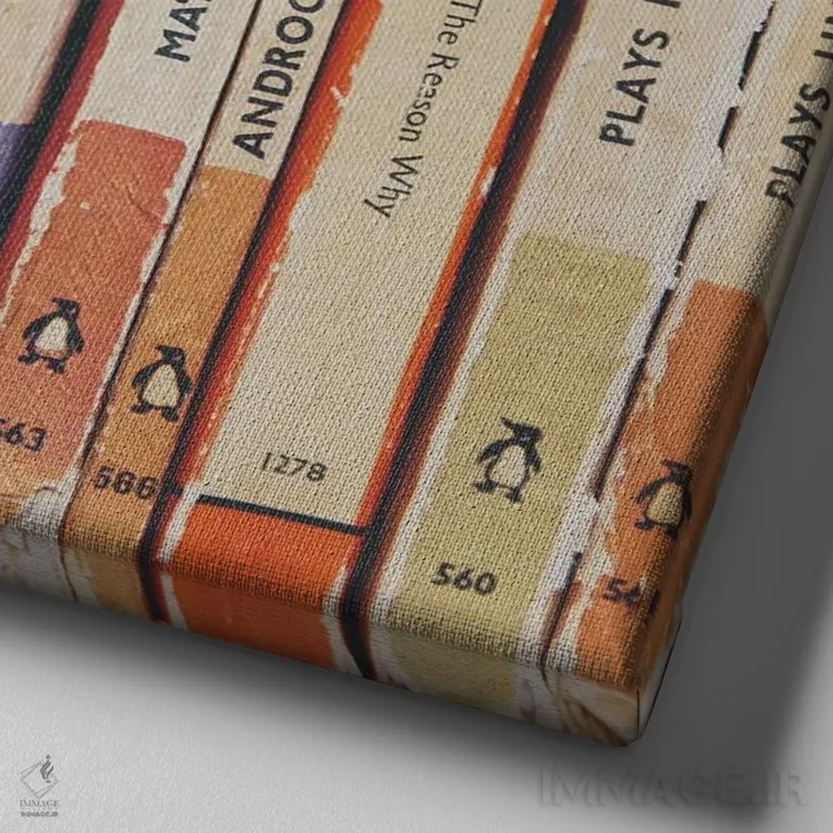 تابلو دکوراتیو همه کتاب ها اثر لورا ایوانز - نمای نزدیک بافت بوم