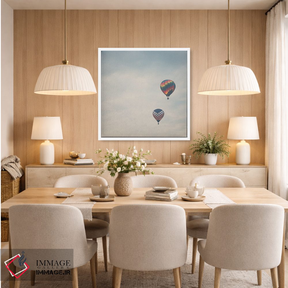 تابلو دکوراتیو یک جفت بالن هوای گرم اثر لورا ایوانز - D4W