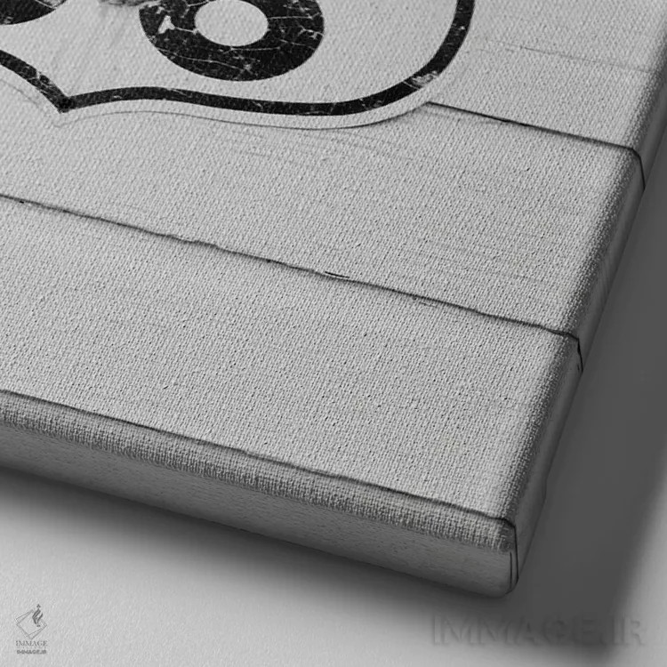 تابلو دکوراتیو چاپ جاده ۶۶ سیاه و سفید اثر لورا ایوانز - نمای نزدیک بافت بوم