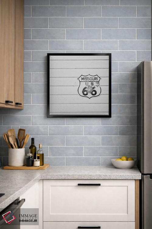 تابلو دکوراتیو چاپ جاده ۶۶ سیاه و سفید اثر لورا ایوانز - D3B