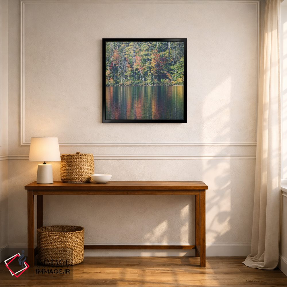 تابلو دکوراتیو برگ های پاییزی منعکس در دریاچه چوکوروا نیوهمپشایر اثر لورا ایوانز - D6B