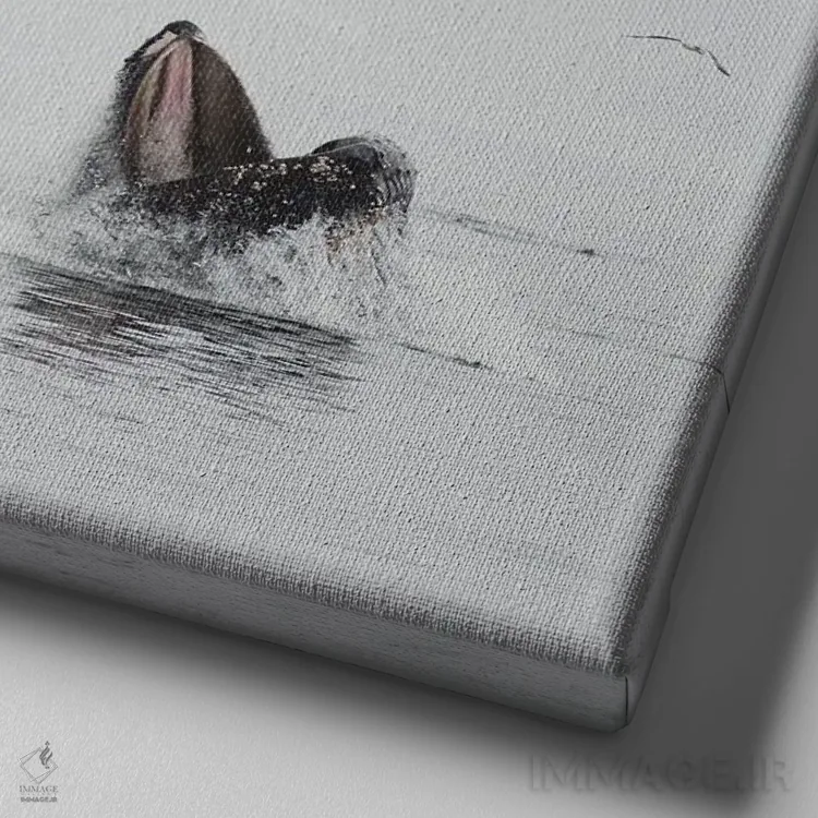 تابلو دکوراتیو نهنگ گوژپشت II اثر لورا ایوانز - نمای نزدیک بافت بوم