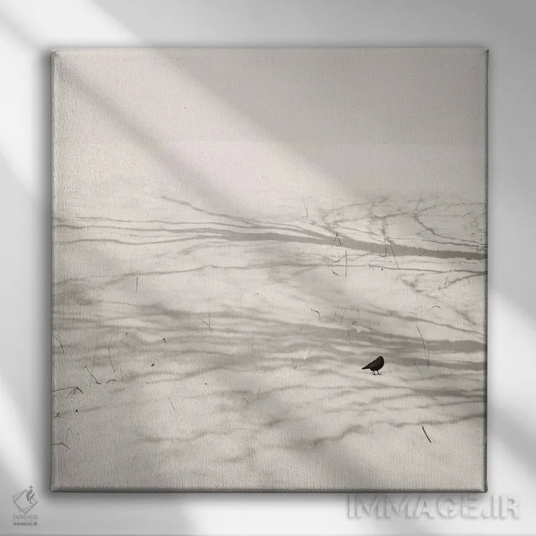 تابلو مینیمال پرنده ی رقصان اثر لنا وایسبک - نمای روبهرو روی دیوار