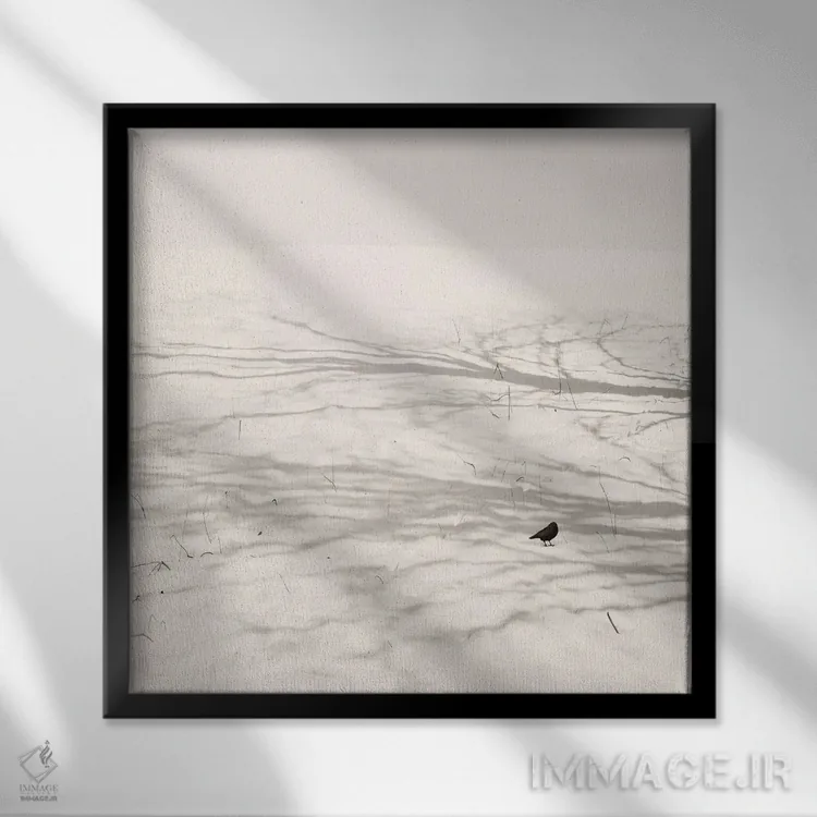 تابلو مینیمال پرنده ی رقصان اثر لنا وایسبک - نمای قابدار مشکی
