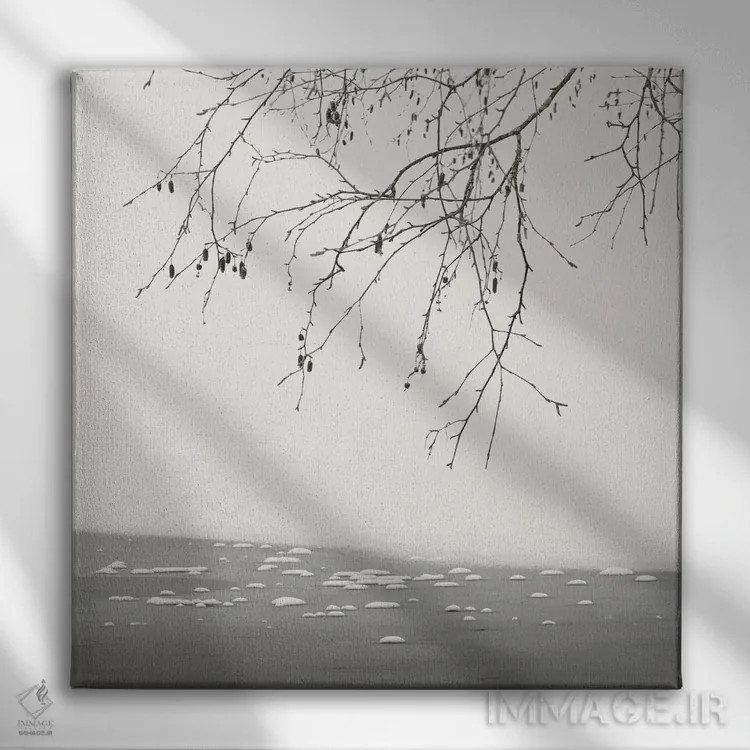 تابلو دکوراتیو در کنار دریاچه یخ زده اثر لنا وایسبک - نمای روبهرو روی دیوار