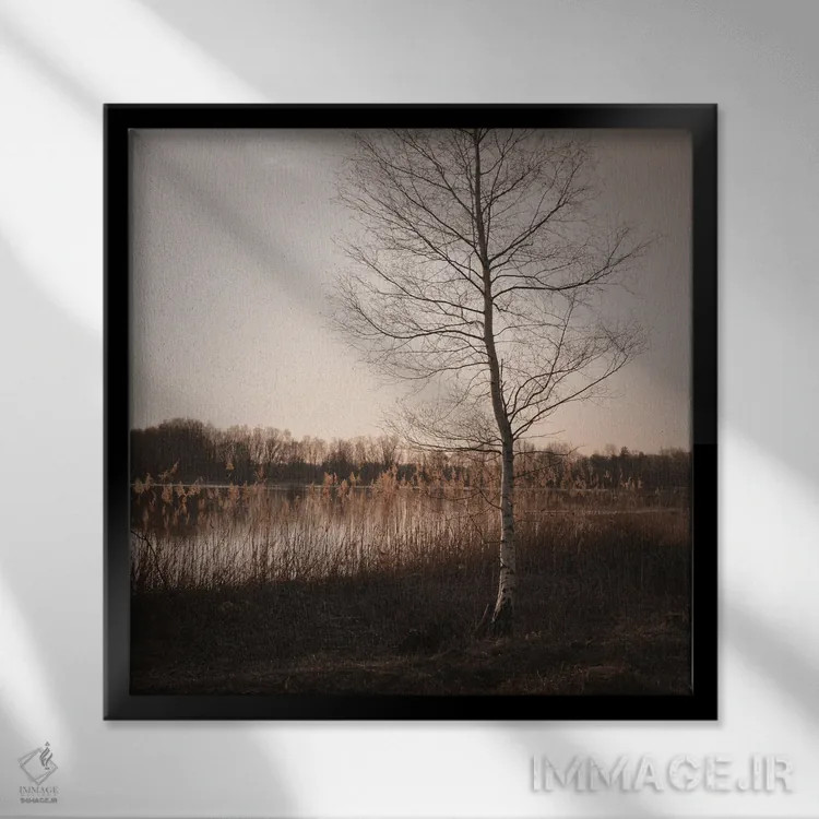 تابلو دکوراتیو فصل پاییز اثر لنا وایسبک - نمای قابدار مشکی