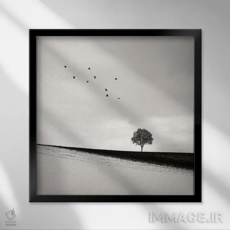 تابلو دکوراتیو دل تنها اثر لنا وایسبک - نمای قابدار مشکی