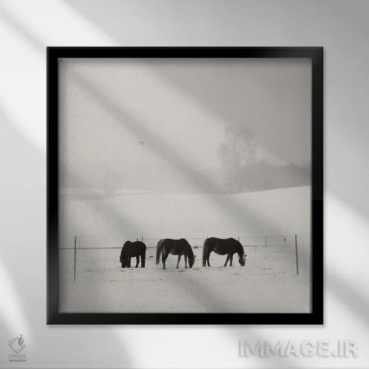 تابلو دکوراتیو آرامش زمستانی باواریا اثر لنا وایسبک - نمای قابدار مشکی