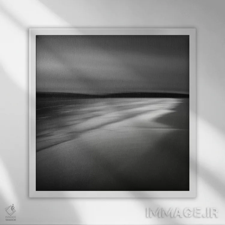 تابلو انتزاعی حال وهوای ساحلی پولیا اثر لنا وایسبک - نمای قابدار سفید