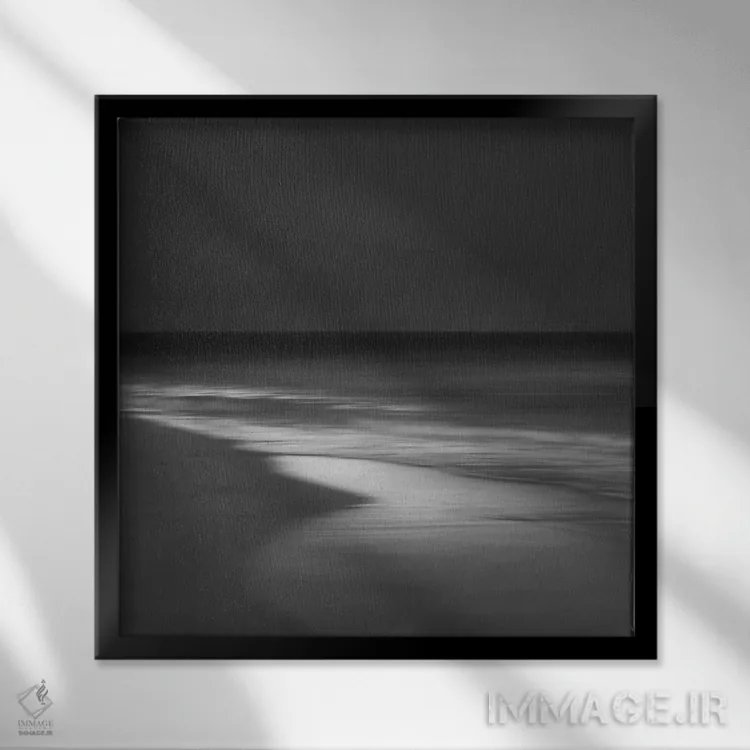 تابلو انتزاعی گرگ ومیش اثر لنا وایسبک - نمای قابدار مشکی