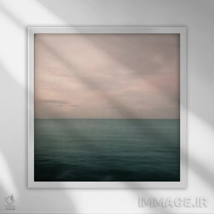تابلو مدرن منظره دریا و آسمان اثر لنا وایسبک - نمای قابدار سفید