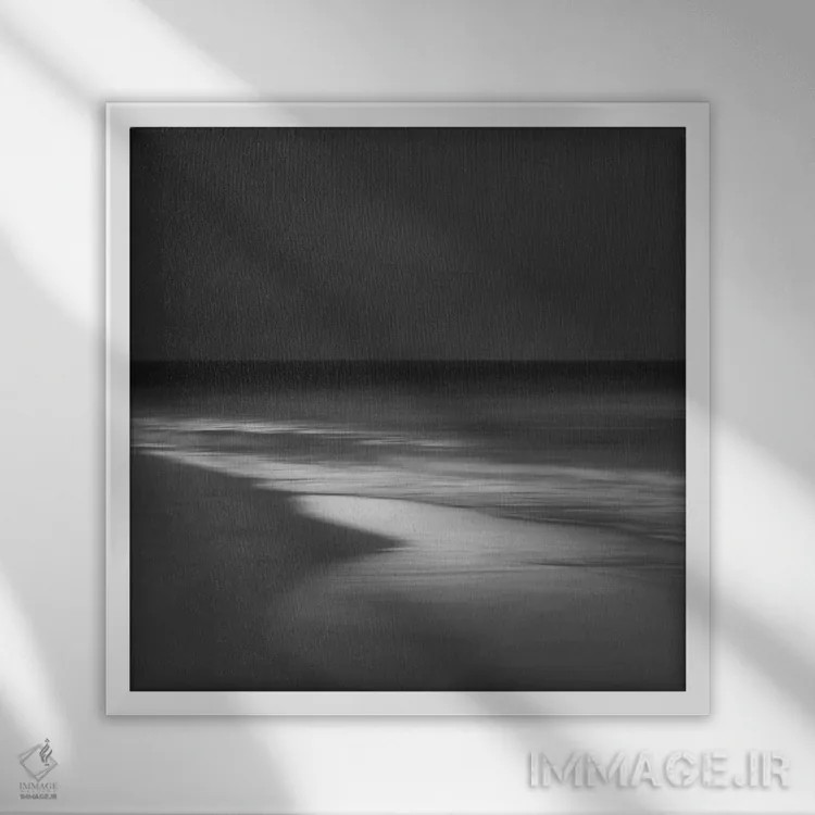 تابلو انتزاعی گرگ ومیش اثر لنا وایسبک - نمای قابدار سفید