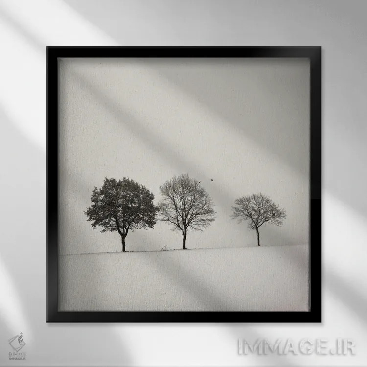 تابلو دکوراتیو سه درخت اثر لنا وایسبک - نمای قابدار مشکی