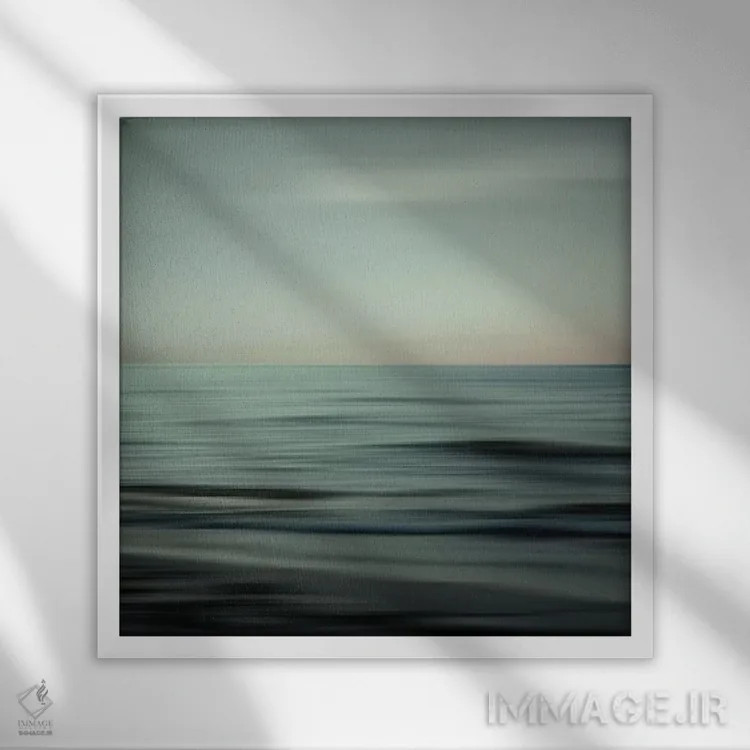 تابلو انتزاعی موج های آرامش اثر لنا وایسبک - نمای قابدار سفید