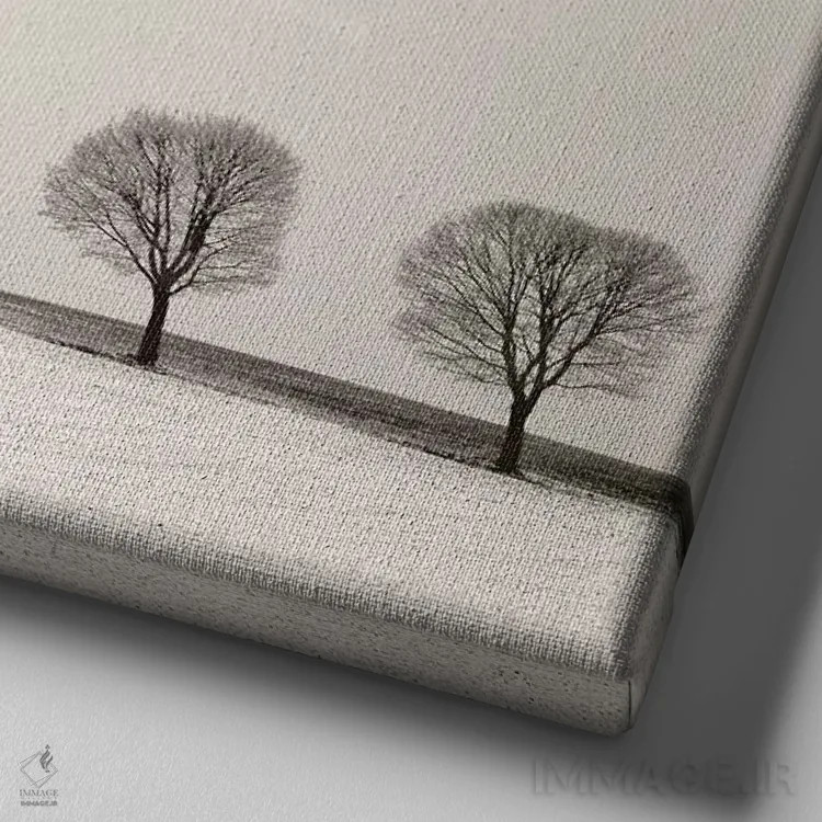 تابلو دکوراتیو خط درختان اثر لنا وایسبک - نمای نزدیک بافت بوم